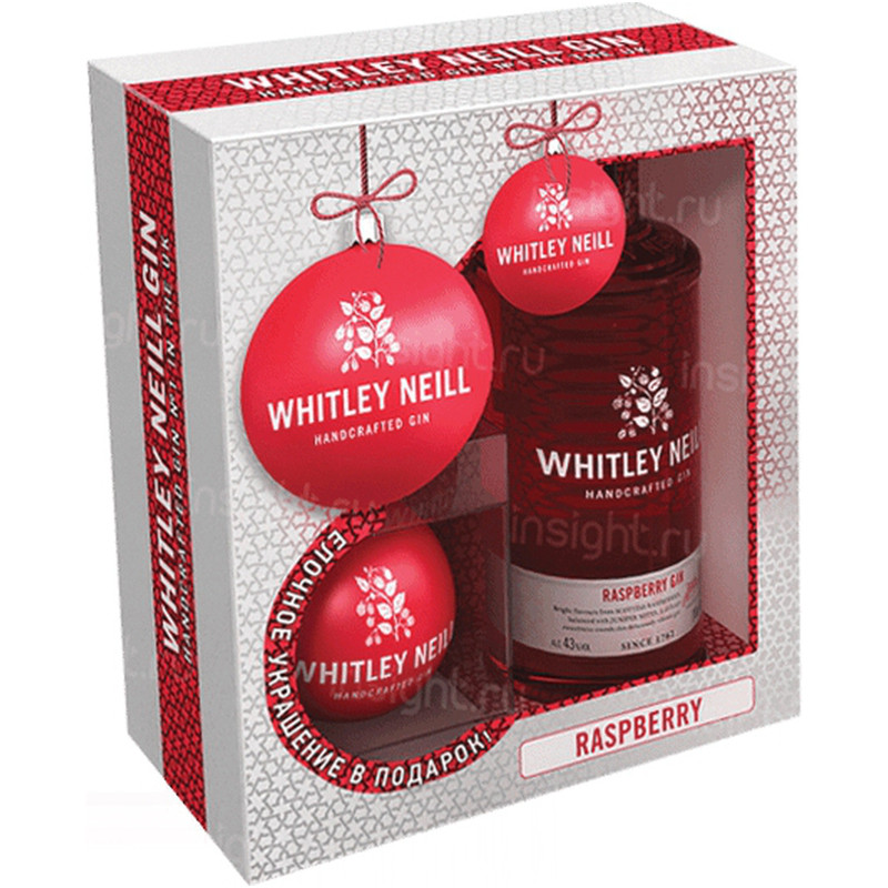 Настойка полусладкая Whitley Neill Raspberry Gin в подарочной упаковке 40%, 700мл + ёлочное украшение — фото 2