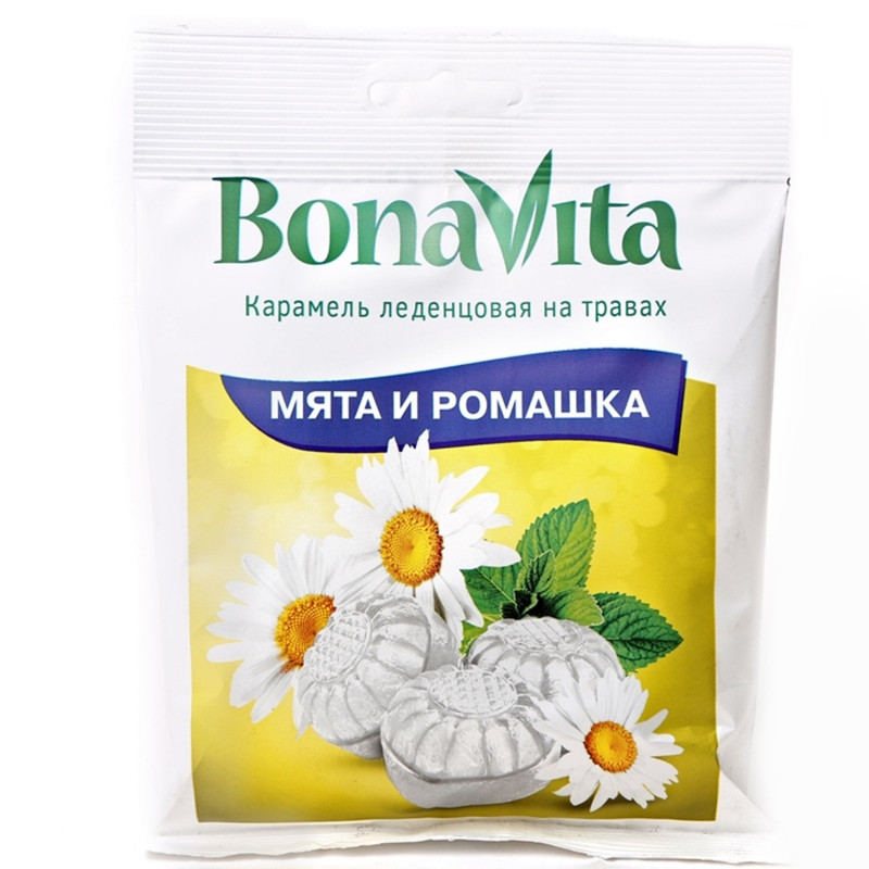 БАД к пище Bona Vita Карамель леденцовая Мята-ромашка с витамином С, 60г