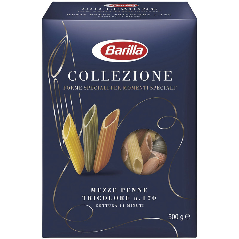 Макароны Barilla Mezze Penne Tricolore из твёрдых сортов пшеницы, 500г - купить с доставкой в Москве в Перекрёстке