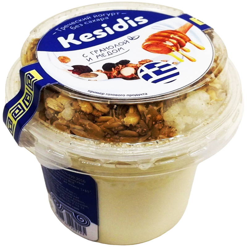 Йогурт Kesidis Dairy Гранола С Медом греческий термостатный 4%, 200г