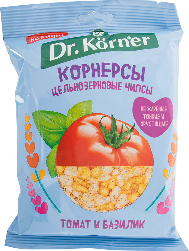 Чипсы кукурузно-рисовые Dr.Korner с томатом и базиликом, 50г — фото 2