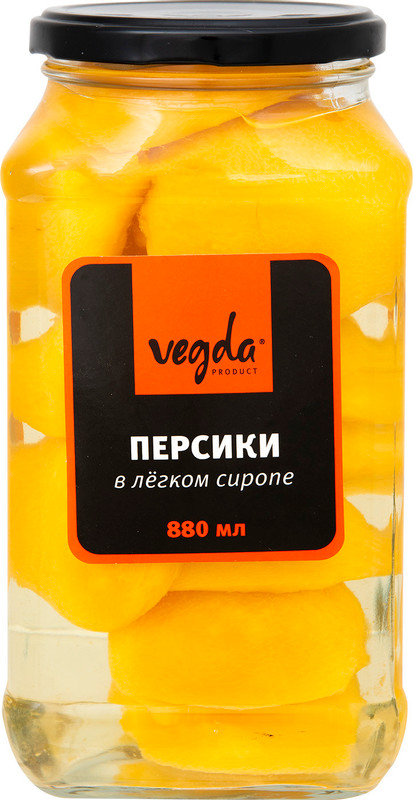 Персики Vegda Product в лёгком сиропе, 880г — фото 2