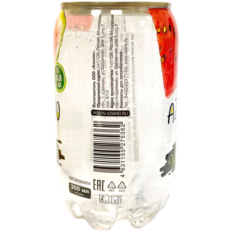 Напиток Aziano Watermelon со вкусом Арбуза безалкогольный слабогазированный, 350мл — фото 1