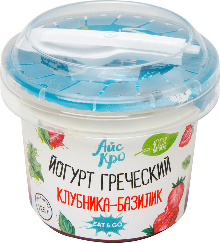 Йогурт Icecro греческий клубника-базилик 3%, 125г