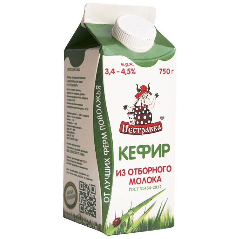 Кефир Пестравка из цельного молока 3.4-4.5%, 750мл