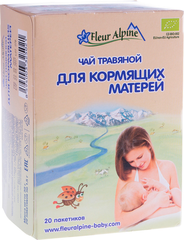 Чай Fleur Alpine Organic травяной для кормящих матерей, 20x1.5г