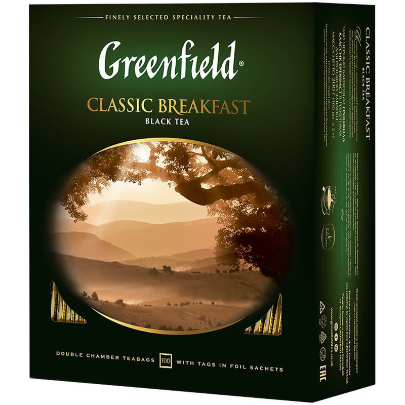 Чай Greenfield Classic Breakfast чёрный в пакетиках, 100x2г — фото 1