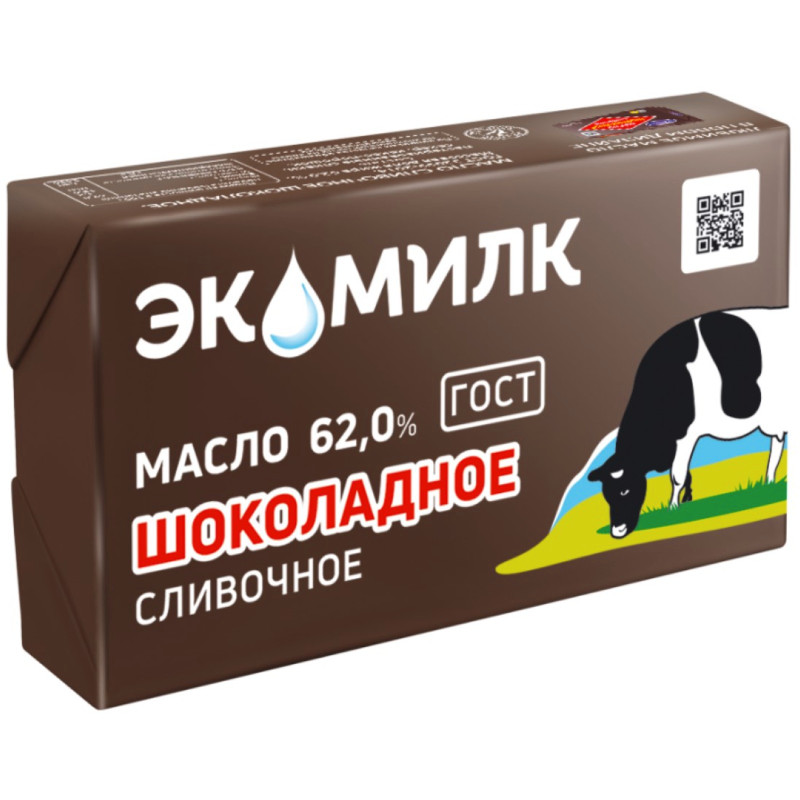 Масло сливочное Экомилк Шоколадное 62%, 180г - купить с доставкой в Москве в Перекрёстке