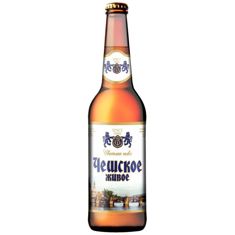 Пиво Чешское Живое светлое фильтрованное 4.7%, 450мл