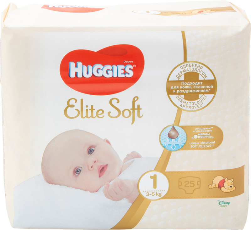 Подгузники Huggies Elite Soft р.1 3-5кг, 25шт — фото 4