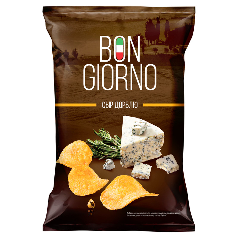 Чипсы картофельные соломкой Bon Giorno со вкусом сыра дорблю, 90г