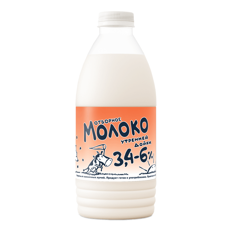 Молоко Утренняя Дойка цельное пастеризованное 3.4-6%, 930мл