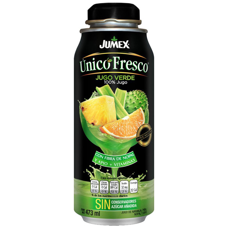 Сок Jumex Unico Fresco апельсин-ананас-нопаль-сельдерей прямого отжима, 473мл