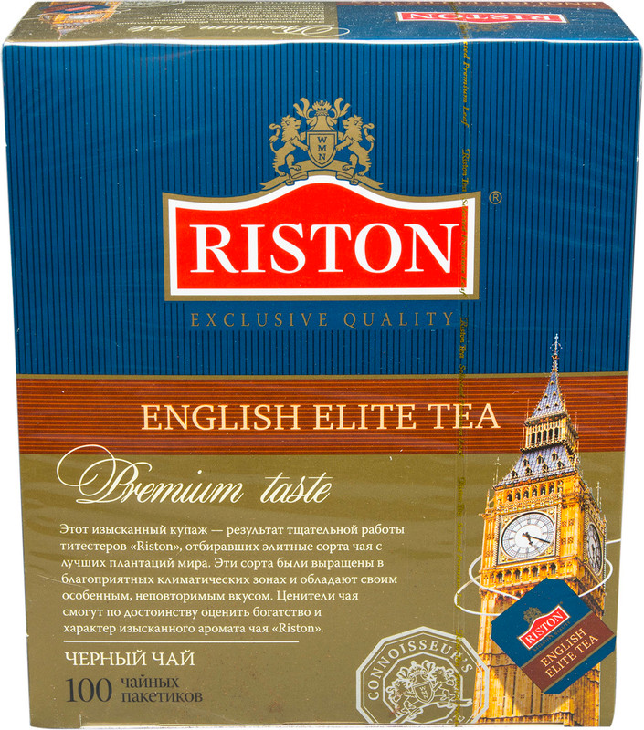 Чай Riston Английский элитный чёрный байховый с ароматом бергамота в пакетиках, 100х2г — фото 1