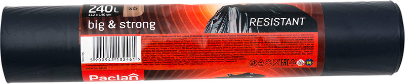 Мешки для мусора Paclan Big&Strong 140х112см 5шт, 240л — фото 2