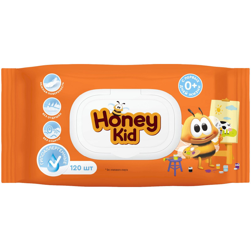 Салфетки влажные гигиенические детские Honey Kid, 120шт — фото 1