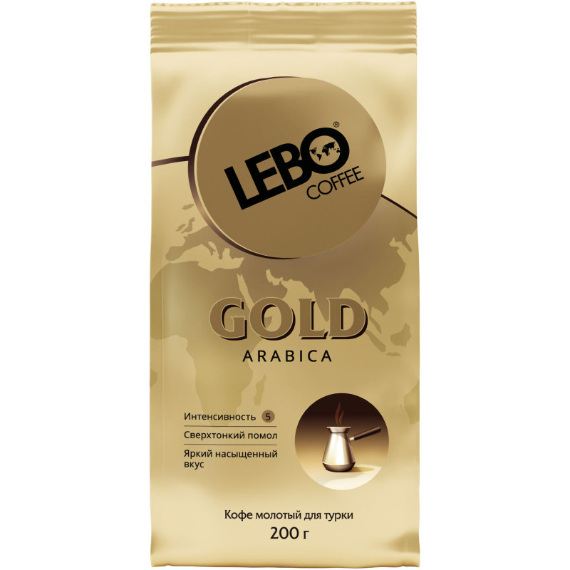 Кофе Lebo Gold Arabica молотый для турки средней обжарки, 200г