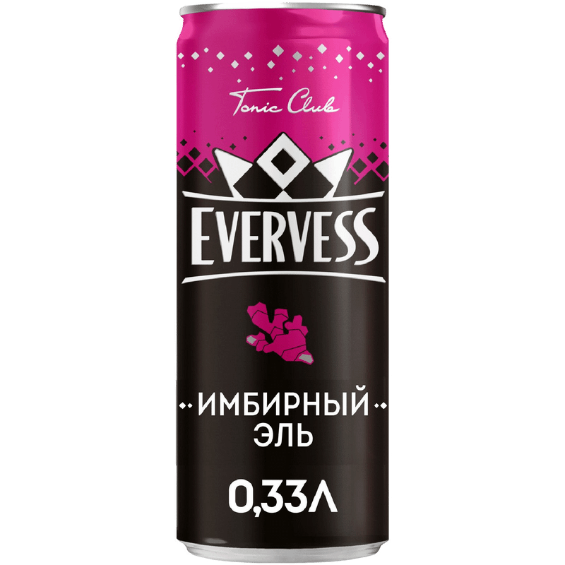 Напиток безалкогольный Evervess Имбирный эль ароматизированный сильногазированный, 330мл