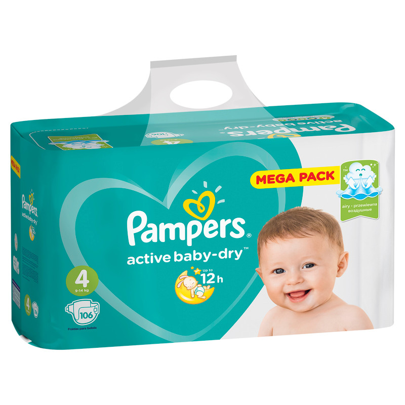 Подгузники Pampers Active Baby-Dry р.4 9-14кг, 106шт — фото 2