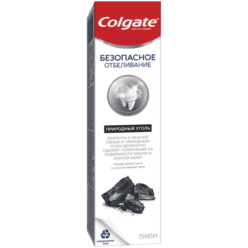 Зубная паста Colgate безопасное отбеливание природный уголь, 75мл — фото 2