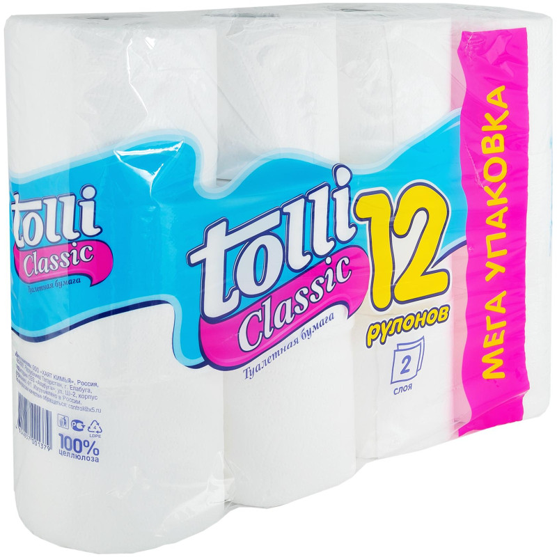 Бумага туалетная Tolli Classic 12шт 2 слоя — фото 1