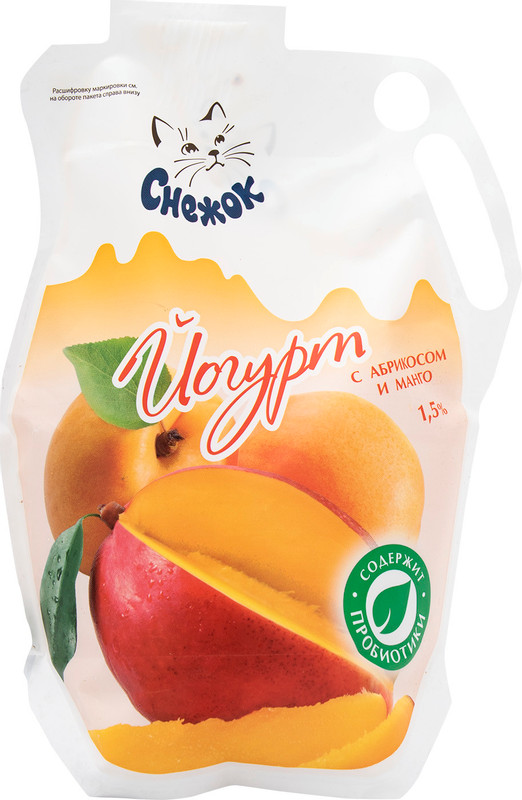 Йогурт Снежок питьевой абрикос-манго 1.5%, 900мл