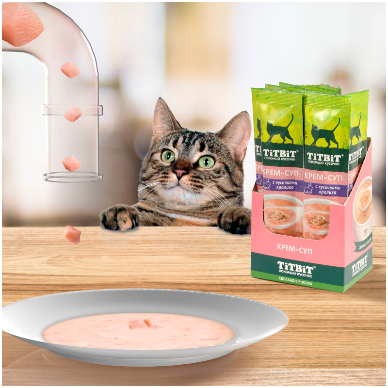 Лакомство Titbit крем-суп с кроликом для кошек, 10гх16шт — фото 2