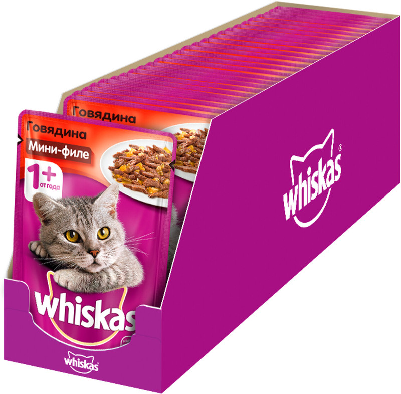 Корм Whiskas Мини-филе с говядиной для кошек, 85г — фото 4