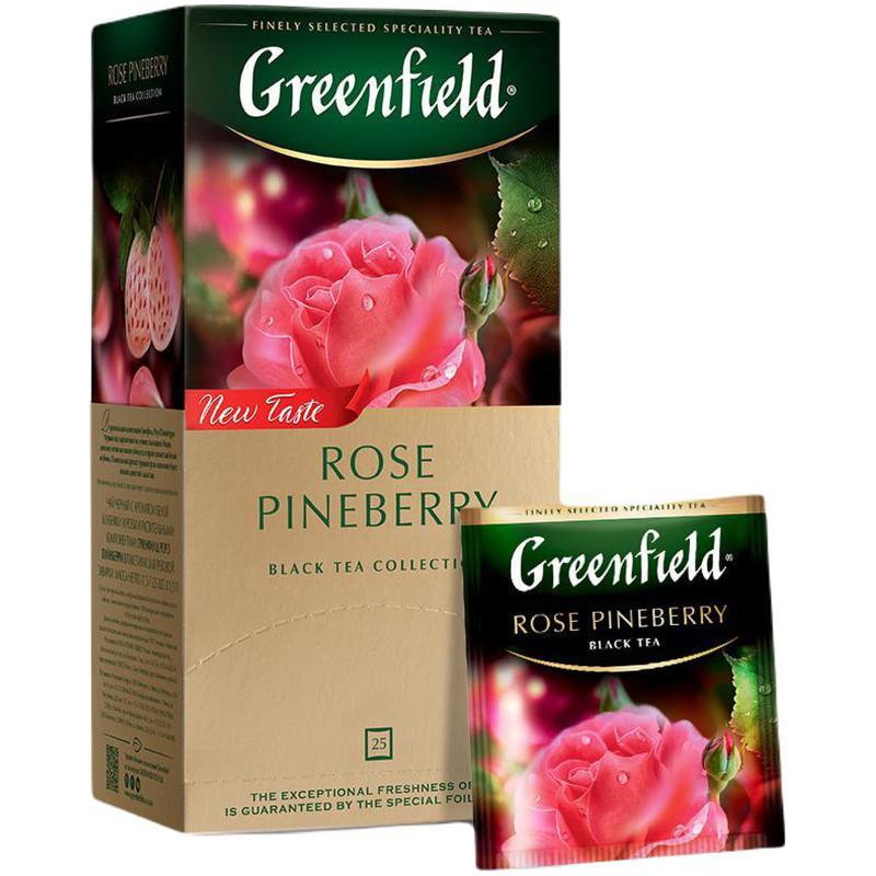 Чай Greenfield Роуз Пайнберри чёрный с ароматом белой клубники и розы, 25х1.5г — фото 3