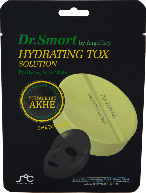 Маска тканевая Dr. Smart Hydrating Tox Solution с маслом чайного дерева для проблемной кожи, 25мл