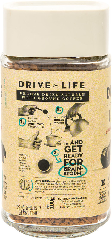Кофе Drive For Life Strong натуральный растворимый с добавлением молотого, 100г — фото 3