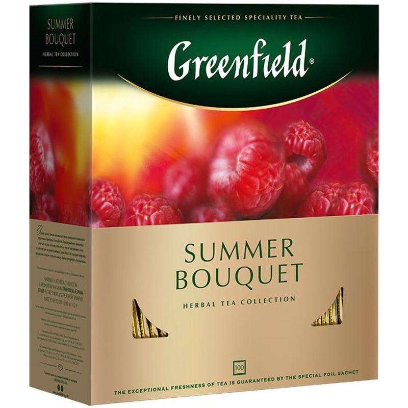 Напиток чайный Greenfield Summer Bouquet со вкусом и ароматом малины в пакетиках, 100х2г — фото 2