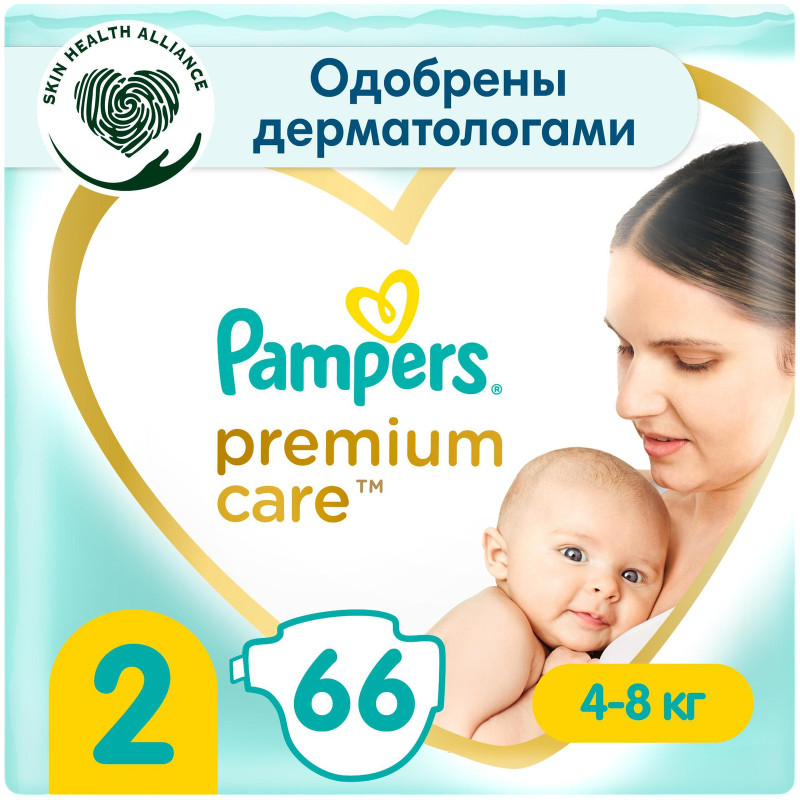 Подгузники Pampers Premium Care р.2 4-8кг, 66шт