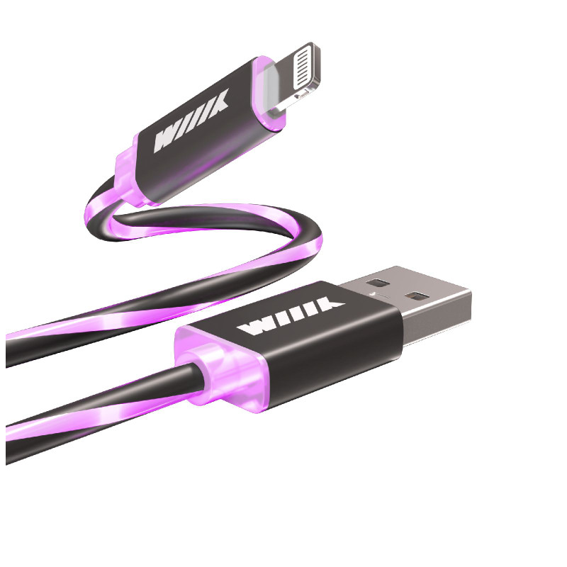 Кабель WIIIX USB+Lightning светящийся, 1м