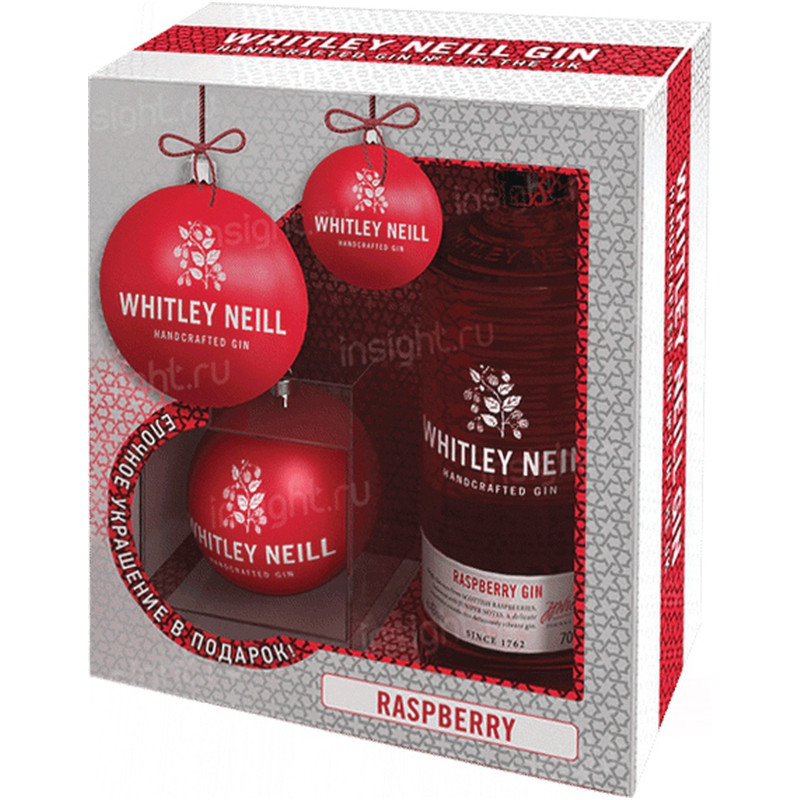 Настойка полусладкая Whitley Neill Raspberry Gin в подарочной упаковке 40%, 700мл + ёлочное украшение — фото 1