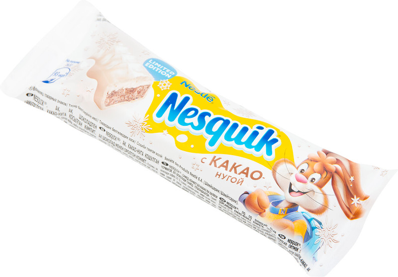 Батончик Nestlé Nesquik с какао-нугой покрытая белым шоколадом, 39г — фото 3