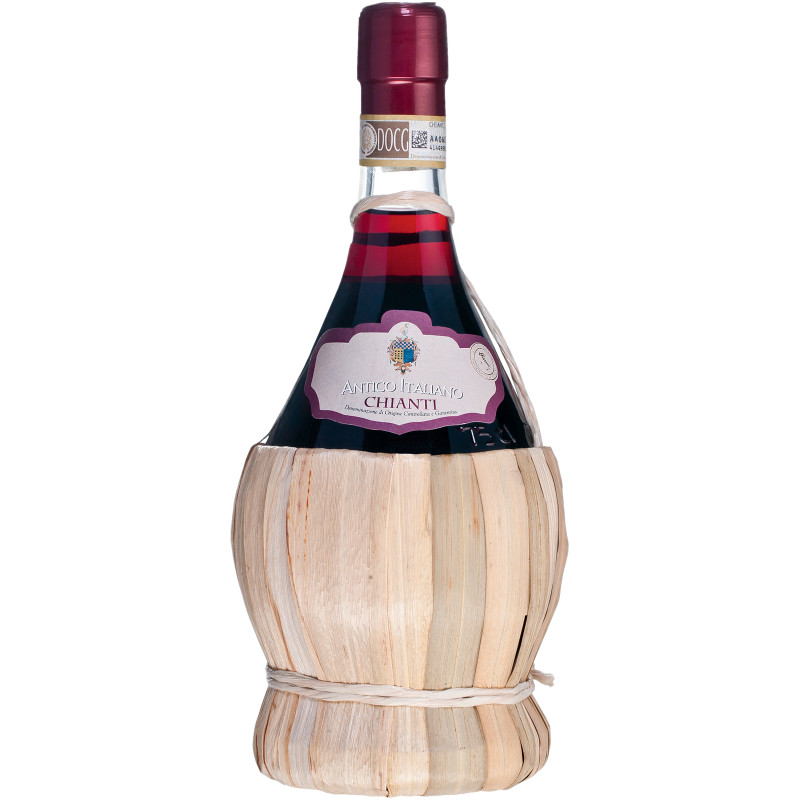 Вино Antico Italiano Chianti красное сухое 12.5% в плетёной бутылке, 750мл