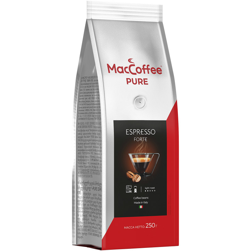 Кофе MacCoffee PURE Espresso Forte жареный натуральный в зёрнах, 12х250г — фото 2