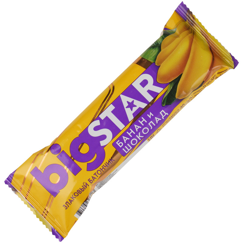 Батончик Big Star злаковый с бананом и шоколадом, 40г — фото 1