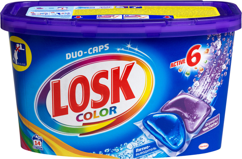 Капсулы для стирки Losk Duo-Caps Active 6 Color, 14шт — фото 3