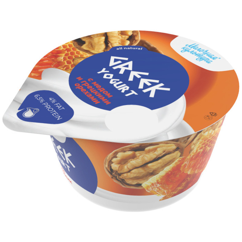 Йогурт Молочная Культура греческийGreek Yogurt с мёдом и грецким орехом 4%, 130г