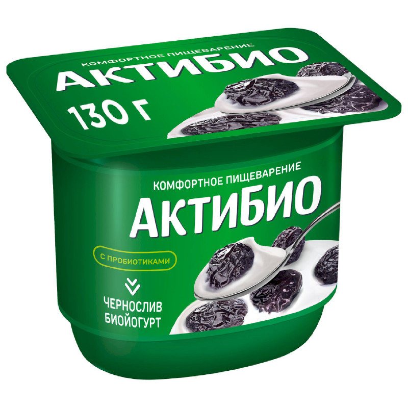 Биойогурт Актибио с черносливом обогащенный бифидобактериями 2.9%, 130г