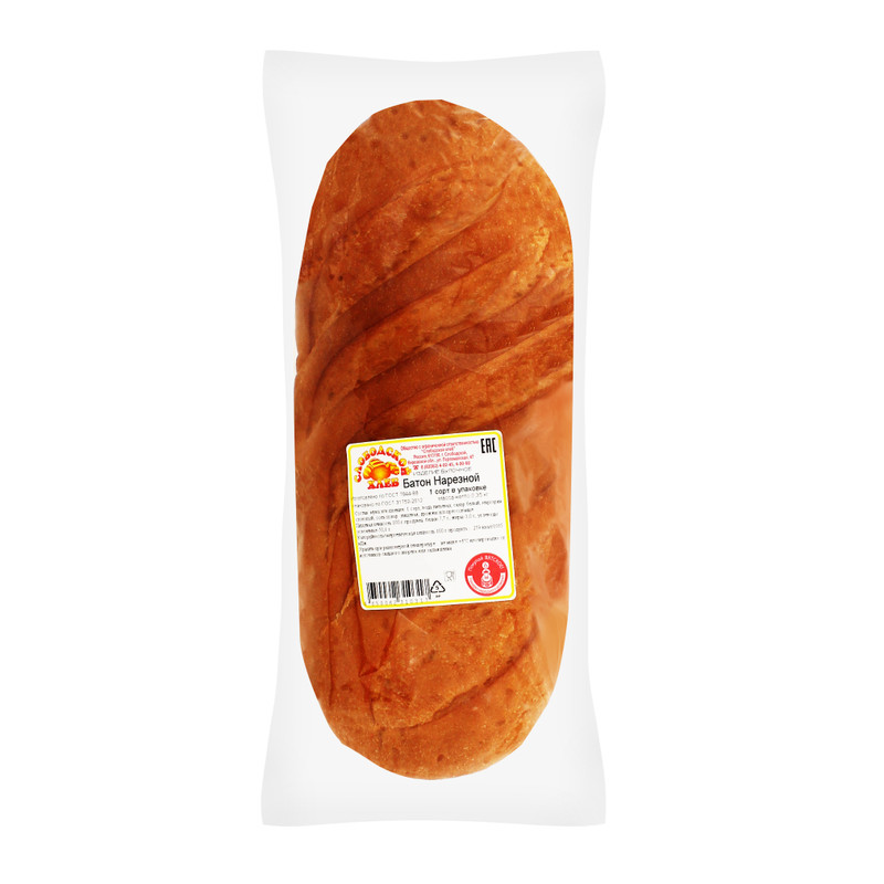 Батон Слободской Хлеб нарезной 1 сорт, 350г — фото 1