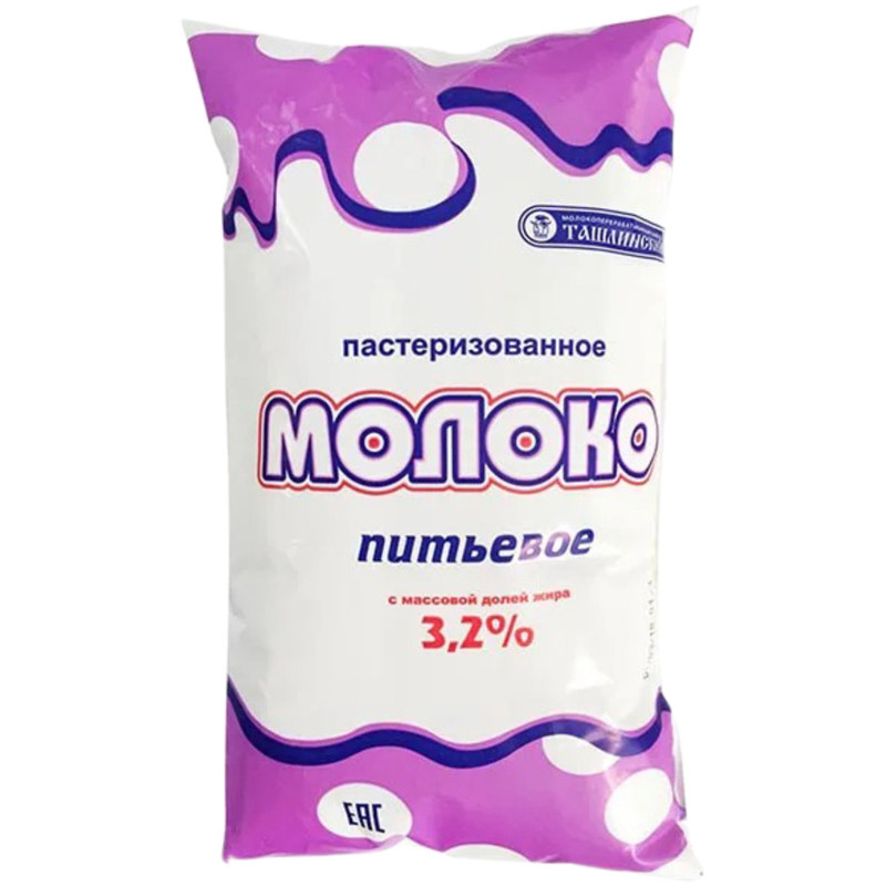 Молоко Ташлинский МЗ пастеризованное 3.2%, 900мл
