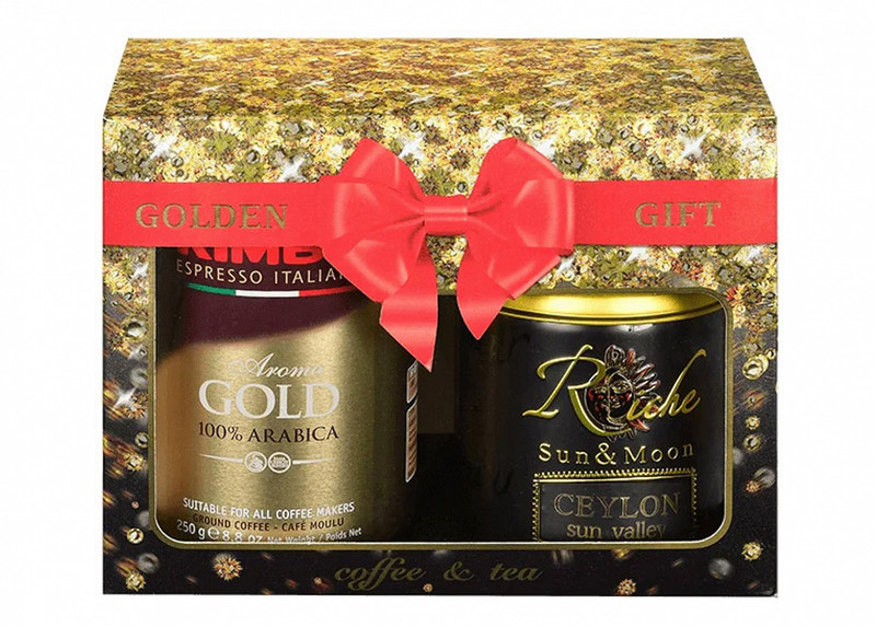 Набор Golden Gift подарочный Кофе молотый Lavazza Qualita Oro и Чай черный Riche Ceylon Sun Valley — фото 1