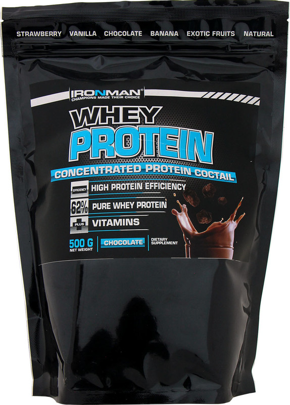 Коктейль протеиновый IronMan Whey Protein со вкусом шоколада сывороточный, 500г