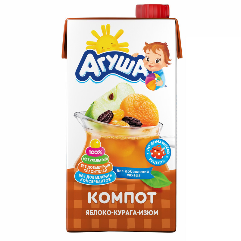 Напиток сокосодержащий Агуша Курага-Изюм-Яблоко с 3 лет, 500мл — фото 1