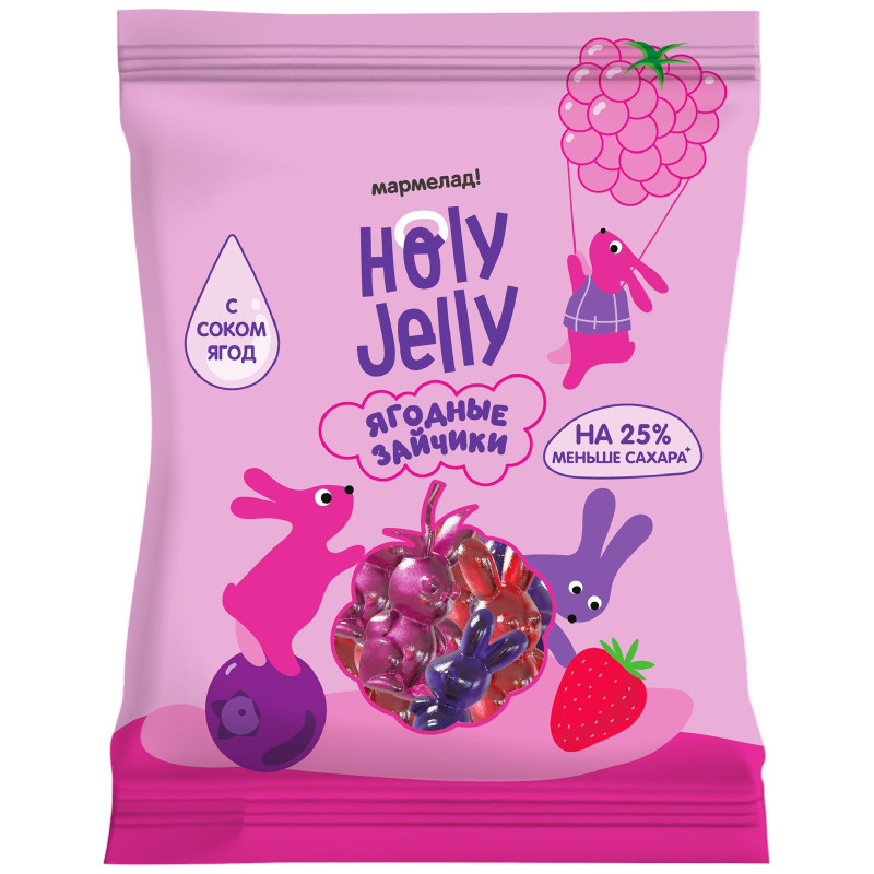 Мармелад Holy Jelly Ягодные зайчики черника-малина-клубника, 65г