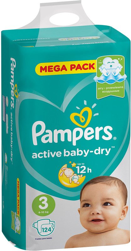 Подгузники Pampers Active Baby-Dry р.3 6-10кг, 124шт — фото 2