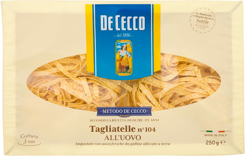 Макароны De cecco Tagliatelle allunovo n.104, 250г — фото 2